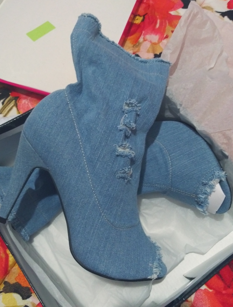 Denim ankle booties